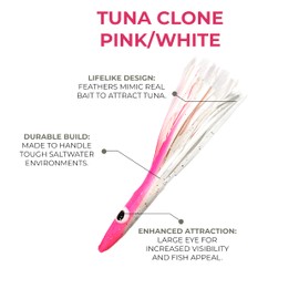 6" Pink/White Tuna Clone Lures Un-Rigged 6 pcs | Saltwater Fishing Lures for Multiple Species