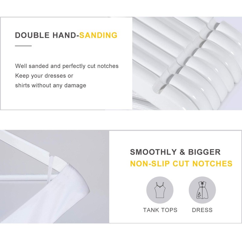 TOPIA HANGER All White Wooden Hangers, Solid Wood Suit Hangers