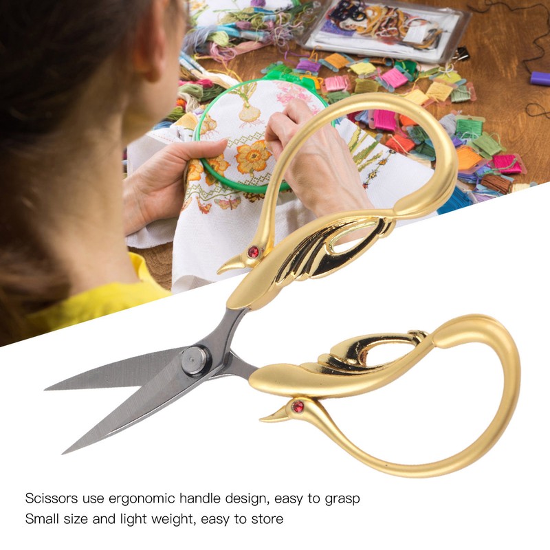 Scissors Retro DIY Swan Shaped Cross Stitch Household Cloth Cutting