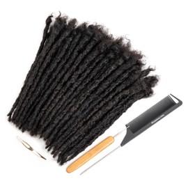 DAIXI Handmade Interlocking Locs 100% Real Human Hair Permanent Loc Extensions Textured Natural Looking Soft Dreadlocks (1B - 0.8cm, 10 Inch 60 Strands)