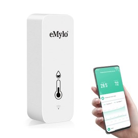 eMylo WiFi Thermometer Hygrometer Indoor Tuya Room Thermometer WiFi Temperature Sensor Mini Thermal with Smart App and Data Recording for Baby Room, Greenhouse Accessories, Garage (1 Pack)