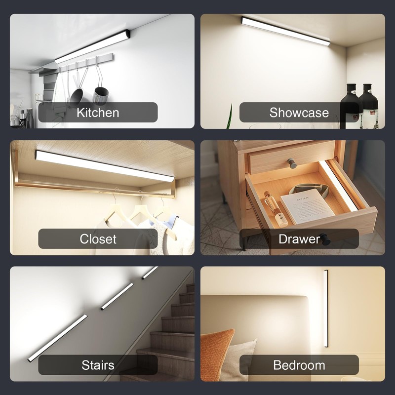 Under Cabinet Lighting Wireless with Remote,Rechargeable Battery Operated Closet Lights,3