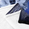 Wolf Fleece Blanket for Bed, Cool Wolves and Aurora Print