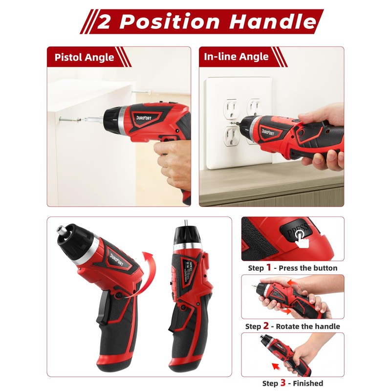 DuroFort Cordless Electric Screwdriver Set, 8V 10Nm Rechargeable Power Electric