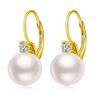 JiayangJY Yellow Gold Pearl Earrings for Women Sterling Silver AAA