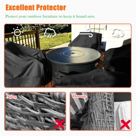 WOMACO - Funda para silla giratoria de patio, impermeable, para exteriores, giratoria, para exteriores, tamaño pequeño, grande, de mimbre, protector de muebles (negro, 80 cm de ancho x 80 cm de profundidad x 96 cm de alto