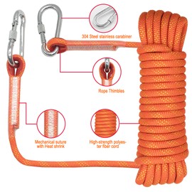 Climbing Rope, Diameter 10mm Outdoor Static Multipurpose Rope, High Strength Cord Safety Rope for Escape, Camping, Hiking, Fire Rescue, Parachute (Orange Length 10m)
