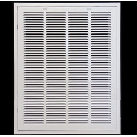 22" X 34" Steel Return Air Filter Grille for 1" Filter - Easy Plastic Tabs for Removable Face/Door - HVAC Duct Cover - Flat Stamped Face -White [Outer Dimensions: 23.75w X 35.75h]