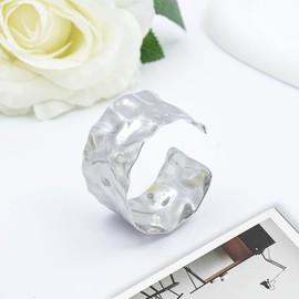 AolKee Women's bangle, cuff bracelet for women, adjustable open bangle, chunky line design, silver bangle for women, stackable jewellery for the wrist, One size, Stainless Steel, No Gemstone