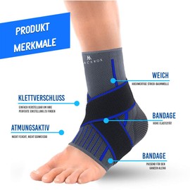 BLACKROX Ankle Support Bandage, Comparison Winner, Ankle Bandage, Ankle Bandage, Sports, Handball, Football, Volleyball, Foot Bandage, Ankle Bandage for Men and Women, Left and Right, blue, m