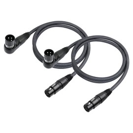Devinal Right Angle XLR Cable, Male to Straight Female Microphone Mic Cable Cord, 90 Degree Adapter for Sound Devices Mixer Recorder 3.3 FT 2 pcs