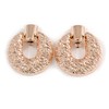Large Round Hammered Clip On Earrings/Rose Gold Tone/ 60mm L