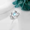 MONGAS Leaf Ring Sterling Silver Moonstone Leaf Ring Adjustable Branch
