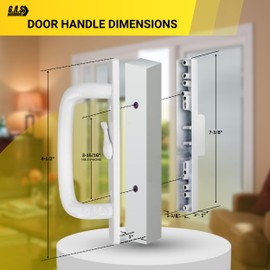 Sliding Glass Door 8.5" Handle Set Replacement | 3-15/16" Hole Spacing - No Mortise Lock | Fix and Repair Glass Door Hardware - Center Latch Handle, Right-Handed Orientation - White