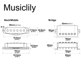 Musiclily Pro ST-60SE Alnico 5 Staggered Single Coil Pickups and Covered Humbucker ST-HSS Neck Middle Bridge Pickups Set for Strat Style Electric Guitar, Cream