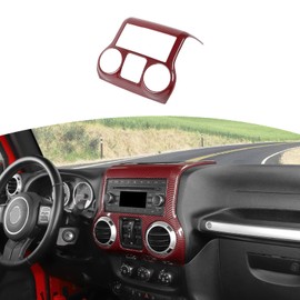 RT-TCZ para Jeep JK Consola Central Cubierta de salpicadero de Fibra de Carbono roja para Jeep Wrangler JK JKU 2011-2017 Accesorios Interiores de Fibra de Carbono roja ABS