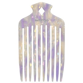 MANETURAL 15N Professional Afro Hair Pick for Ultimate Curl Definition, Ideal for Men, Women, and Kids, Cellulose Acetate Long Tooth comb 6.3 inch(16cm)(White purple, 1 PACK)