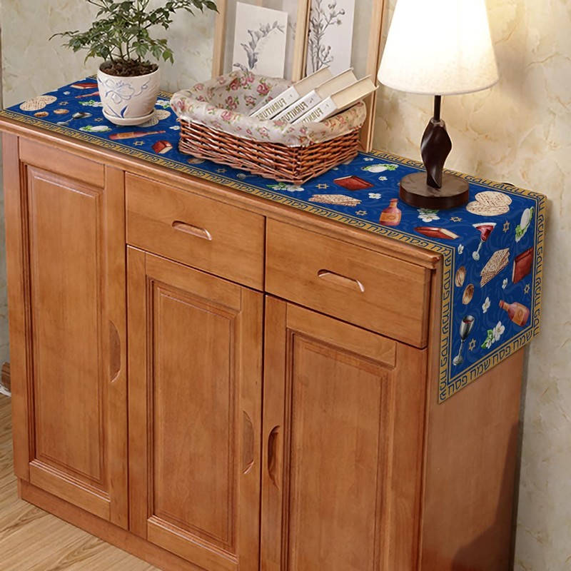 Nepnuser Linen Passover Table Runner Pesach Jewish Seder Matzo Home