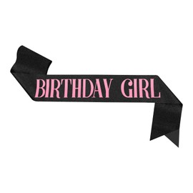 Birthday Sash for Girls,Birthday Girl Sash,Black Birthday Sash for Women,Birthday Decorations for Girls,Birthday Gifts for Women,16th 18th 21st 25th 30th 40th 50th Birthday Party Supplies(Black)
