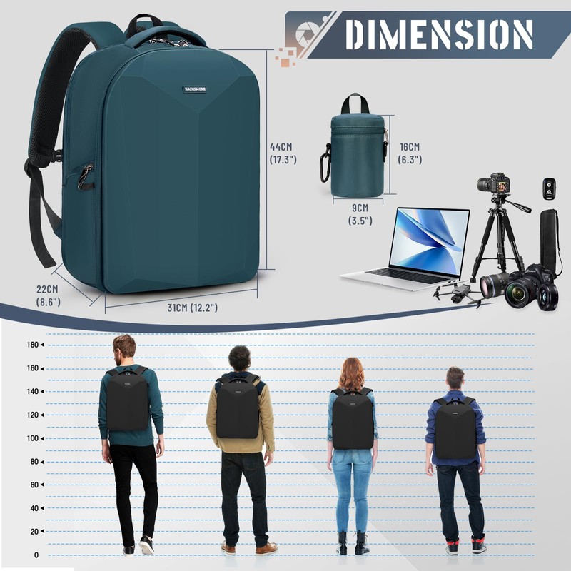 RAINSMORE Camera Backpack Hard Shell for DSLR/SLR Waterproof Camera Bag
