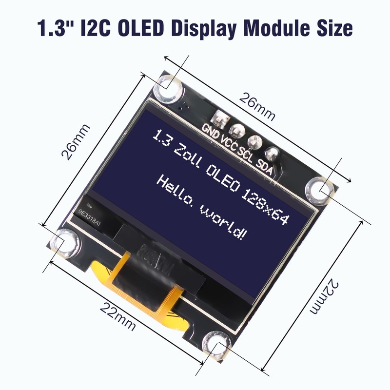 1.3 Inch OLED Display with I2C 128 x 64 Pixel