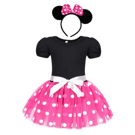 WonderBabe Minnie Dress Toddler Girls Princess Costume Birthday Party Dress up with Headband 2PCS Set for Kids size 2t 3t