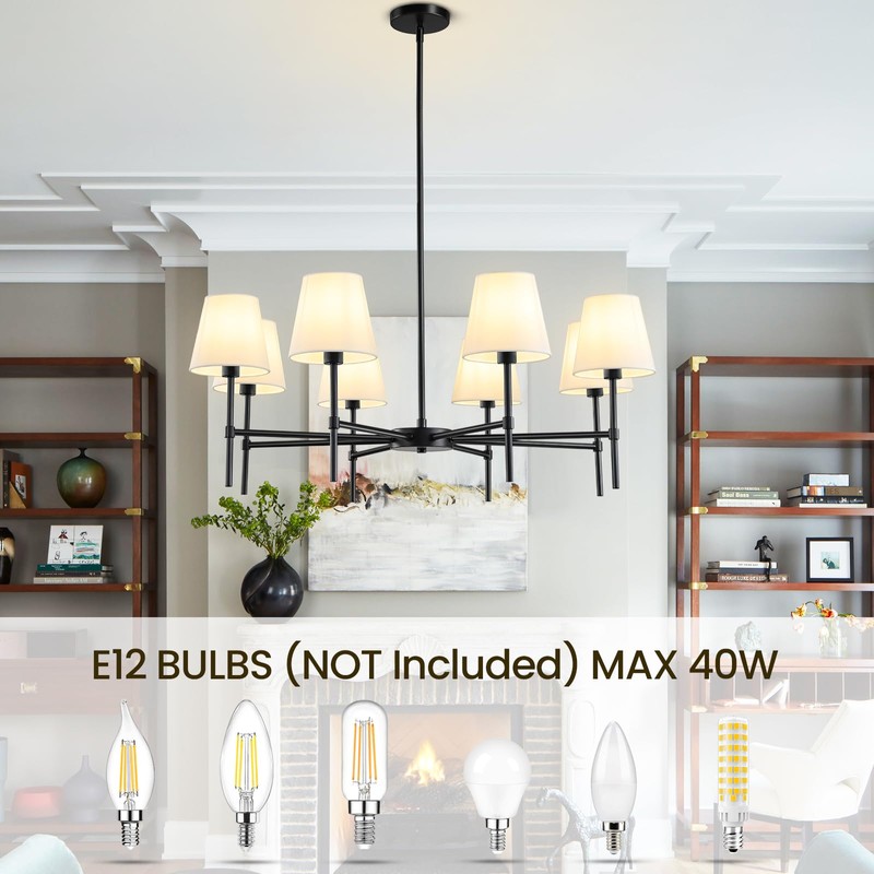 RUIYEY Dining Room Chandeliers Light - 5-Light Black Modern Chandeliers