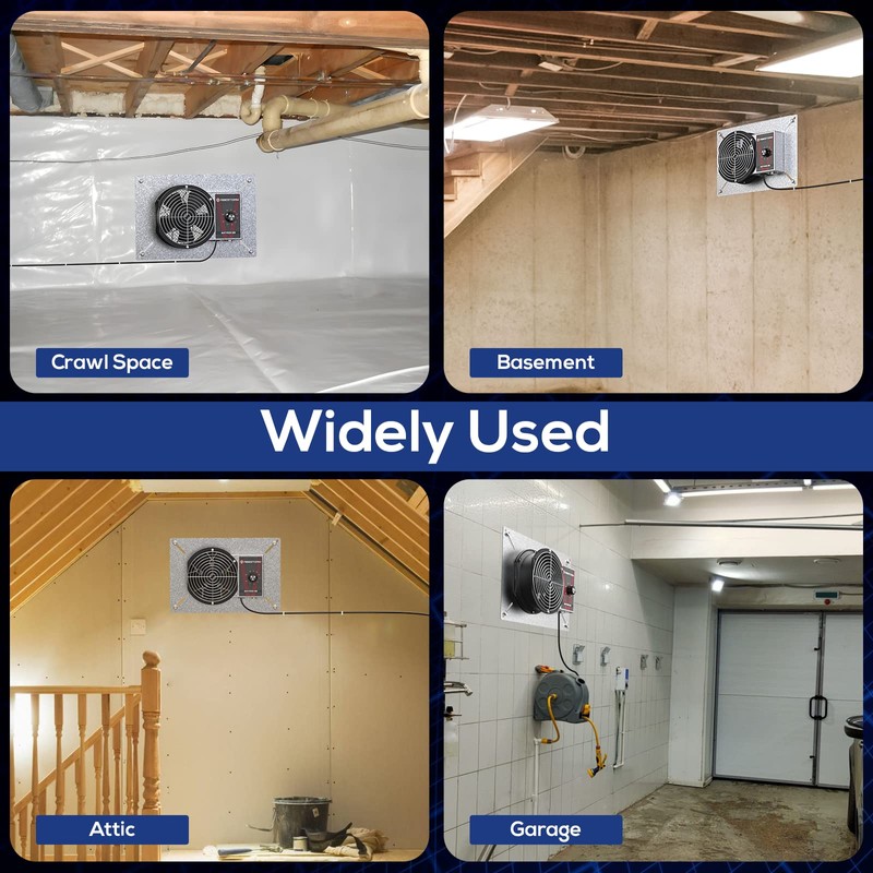 Abestorm 540CFM IP-55 Rated Crawlspace Ventilation Fan with Humidistat Thermostat,