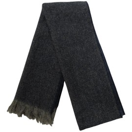 Kerry Woollen Mills Irish Wool Herringbone Fringed Killarney Scarf, Made in Ireland 100% Wool (Gray Herringbone)
