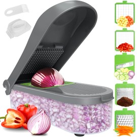 LHS Vegetable Chopper, 6-in-1 Mandoline Slicer Food Chopper Pro Onion Chopper, Multifunctional Veggie Chopper Slicer with Enlarged Storage Container with Lids