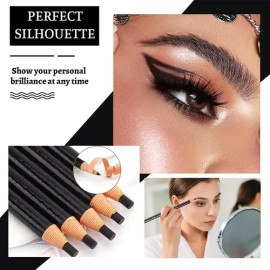 5 Lápiz De Cejas Impermeable, Maquillaje Profesional, Negro                                                                                           