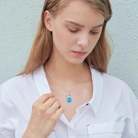 Vadmans Axolotl Birthstone Necklace Sterling Silver Axolotl Pendant Blue Cubic Zirconia Jewelry December Birthday Gifts for Women Men