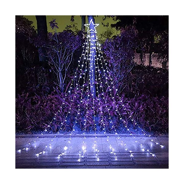 PUHONG Christmas Decoration Star Lights Outdoor,317 LED 16.4Ft Christmas String Lights[8 Modes & Waterproof] for Halloween Xmas New Year Holiday(Iron) (White)