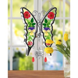 KY&BOSAM Gifts for Women God Bless My Sister in-Law Butterfly Suncatcher Sister Gifts Pressed Flower Between Wings Glass Silver Metal Charm Birthday Mother's Day Thanksgiving Christmas