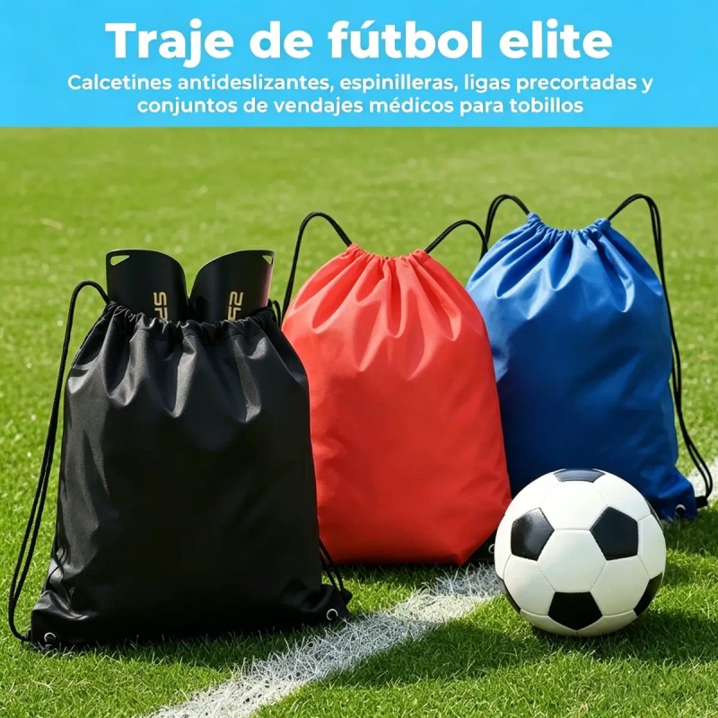 6par Calceta Fútbol Y Manga Media Espinillera Vendas Mochila