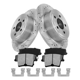 Brake Pads And Rotors Kit Compatible With 2006-2022 Dodge Charger, 2009-2022 Challenger, Rear Automotive Replacement Brake Kits 53021 D1057A-8495 Drilled And Slotted Rotors 320mm(12.6in)