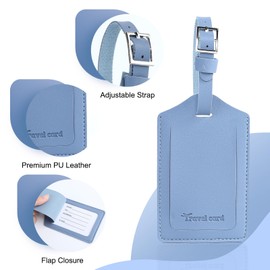 AiQInu Pack of 4 Suitcase Tags, PU Leather Luggage Tags for Suitcases with Name Plate, Suitcase Tag with Adjustable Buckle, Address Tag Suitcase for Business Trips, Air Travel