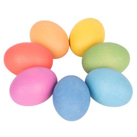 TickiT-74005 Rainbow Wooden Eggs - Set of 7 colors - Wooden Toys for Toddlers - For Ages 10m+ - Inspire Curiosity With Wooden Loose Parts Play