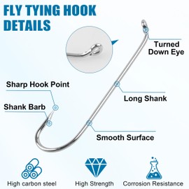 Fly Tying Hooks, 380pcs Ultra Sharp Barbed Fly Fishing Hooks High Carbon Steel for Dry Wet Nymph Streamer Jig Shrimp & Pupa with Fishing Tackle Box