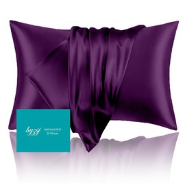 Mulberry Silk Pillowcase for Hair and Skin Standard Size 20"X 26" with Hidden Zipper, Softer Than Silk Pillow Cases Smooth Cooling Pillow Covers for Sleeping(Purple,Standard,1Pcs)