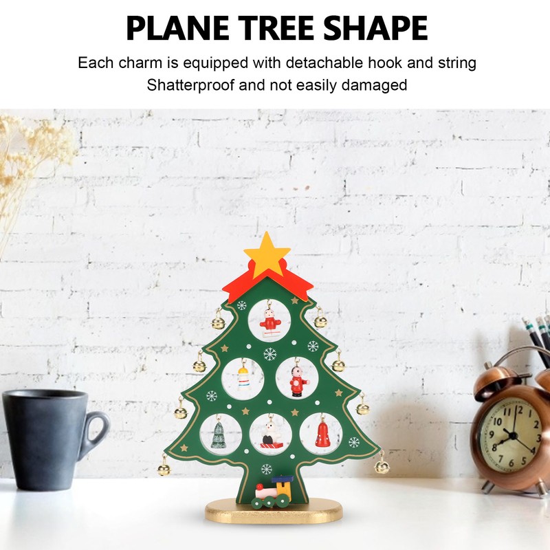 Wooden Christmas Tree Desktop Ornament Shatterproof Safe Eco Friendly Wooden