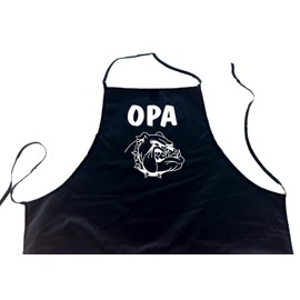 Opa (Bulldog Dog); Family Bib Apron Grilling Cook Work Wear Apron – Black