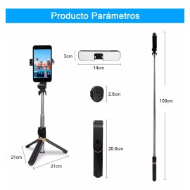 Holaya Palo Selfie Trípode Bluetooth Stick Control Remoto Negro