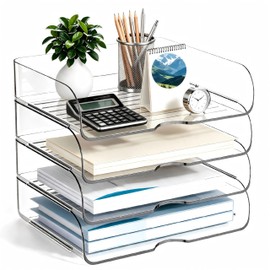 4-Tier Horizontal Acrylic Paper Organizer for A4/Letter Documents
