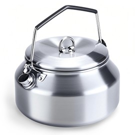 VEADOOLLY Camping Kettle Outdoor Campfire Camp Kettle, 1L Stainless Steel camping tea kettle Coffee Pot, Portable Lightweight Teapot Fast Heating Boiling Water, Ideal for Hiking Picnic Travel, Silver