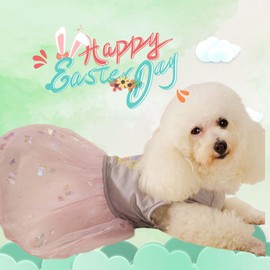 MuYaoPet 2 Packs Happy Easter Dog Dress,Rabbit Easter Egg Pet Cat Puppy Dresses Tutu Skirt,Summer Small Dog Girl Shirt Clothes Bunny Costume(2 Packs Rabbit Dress, L)