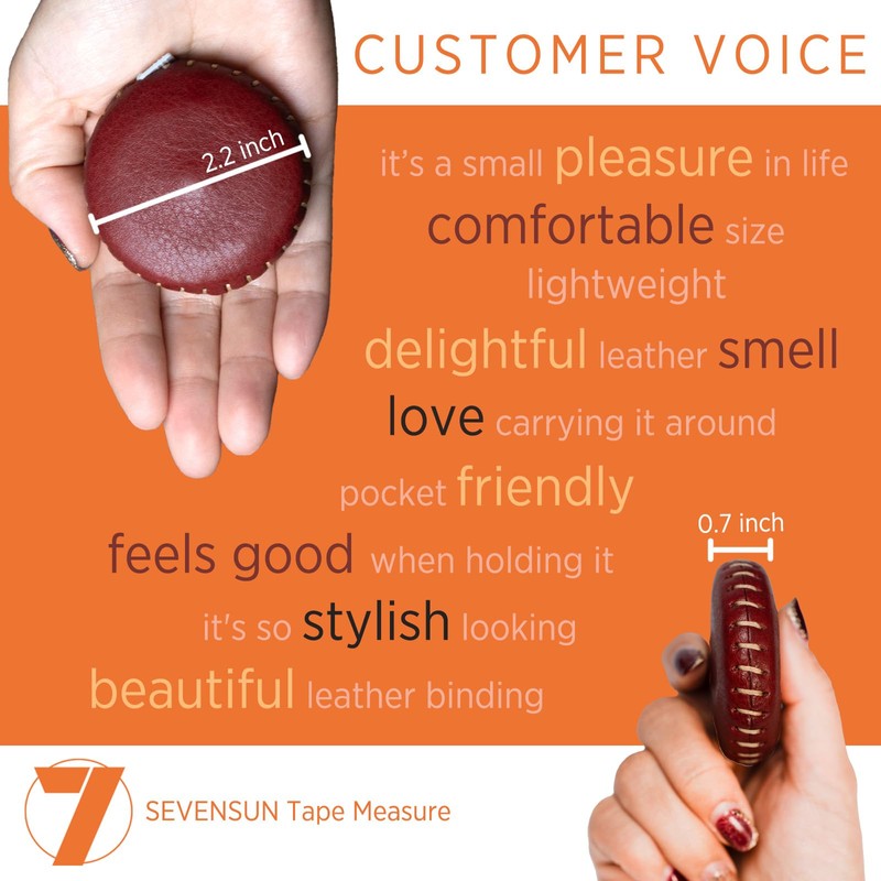 SEVENSUN Tape Measure, 60 inch Retractable Measuring Tape, Top-Grain Leather
