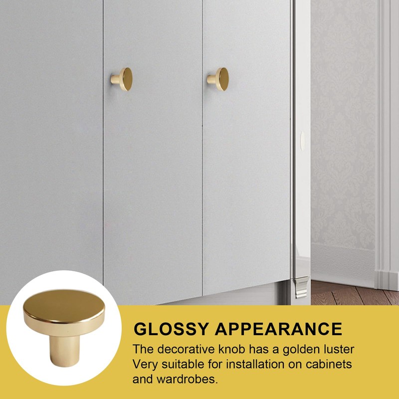 DALAETUS 5 Pcs Brass Round Cabinet Knobs, Single Hole Cupboard