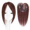 Straight Silk Base Human Hair Topper One Piece Side Parting
