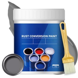 Rust Converter For Metal, Rust Converter, 300g Weatherproof Rust Converter Paint For Metal, Water-Based Metallic Paint with Brush (Gray)